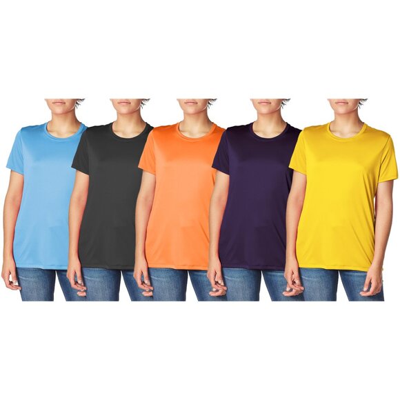 1-Pack Women's Slim-Fit Short Sleeves Crew Neck Black T-Shirt with (Plus Sizes) - Picture 14 of 16